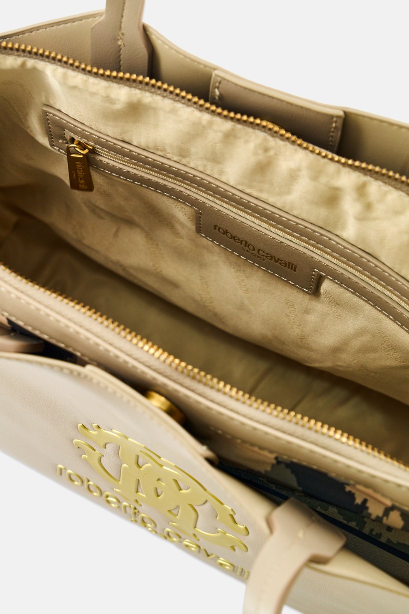Women Brand Logo Tote Bag, Dark Beige