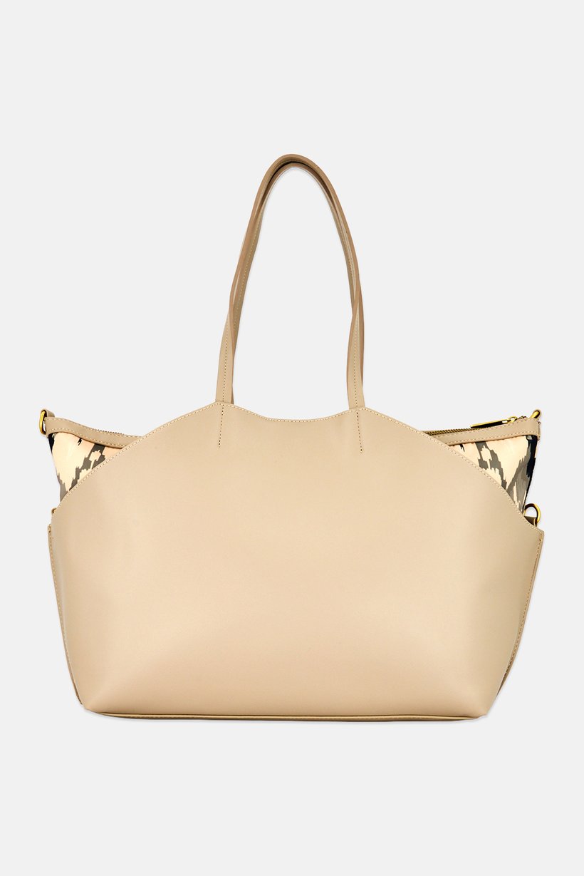 Women Brand Logo Tote Bag, Dark Beige