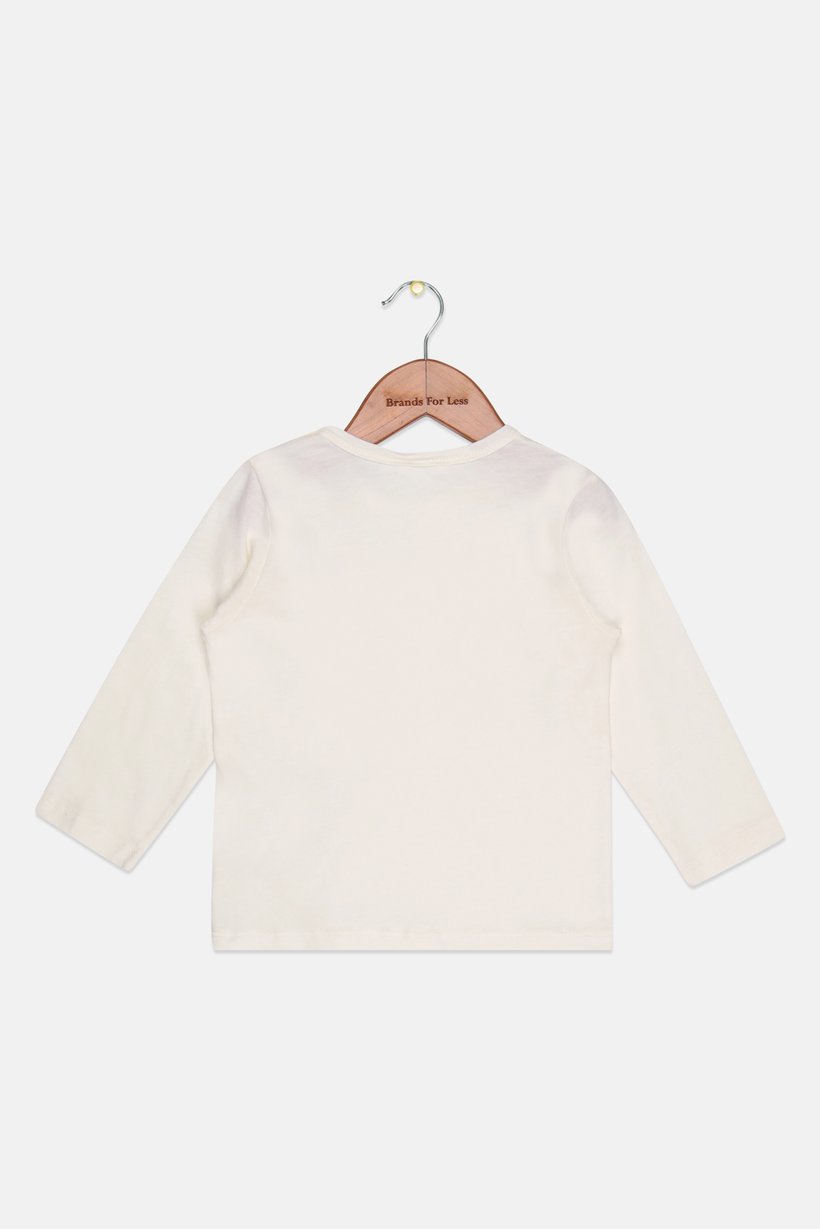 Toddlers Girl Short Sleeve Graphic Print Top, Beige