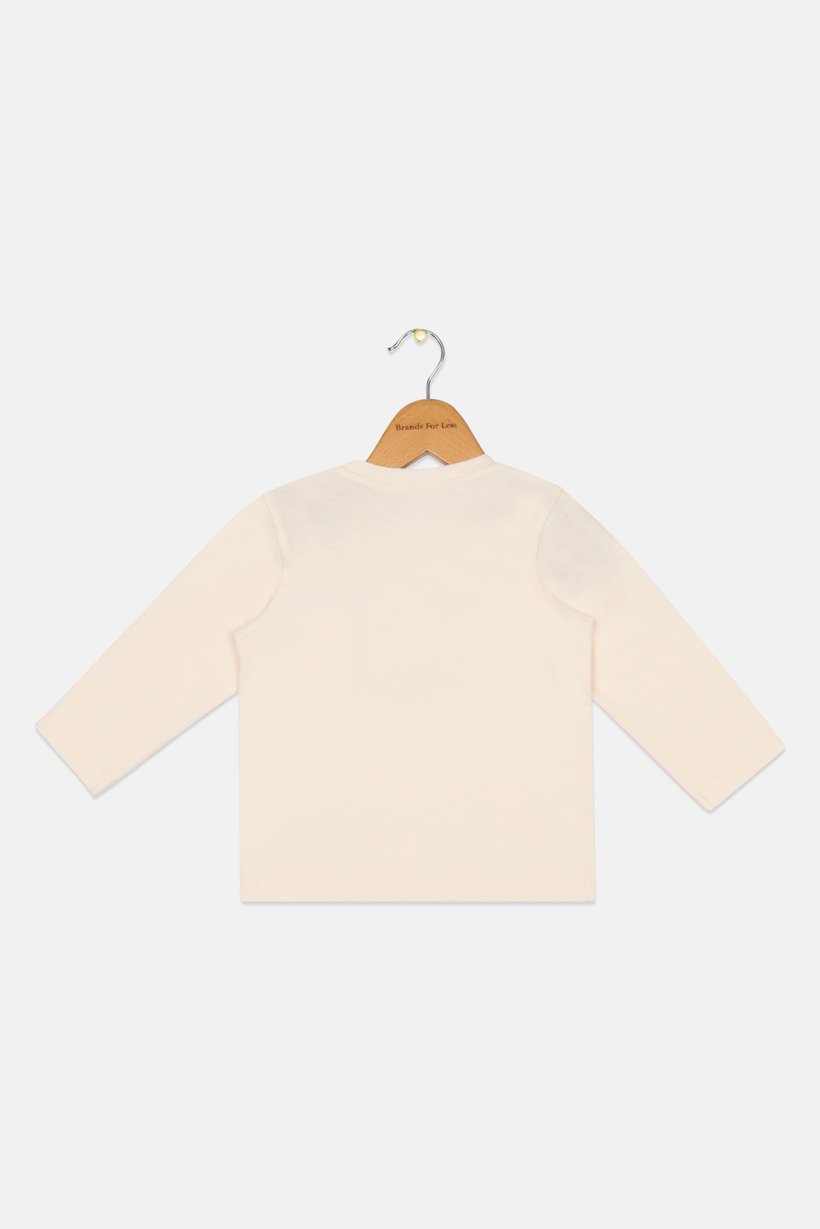 Toddlers Girl Long Sleeve Brand Logo Top, Light Peach