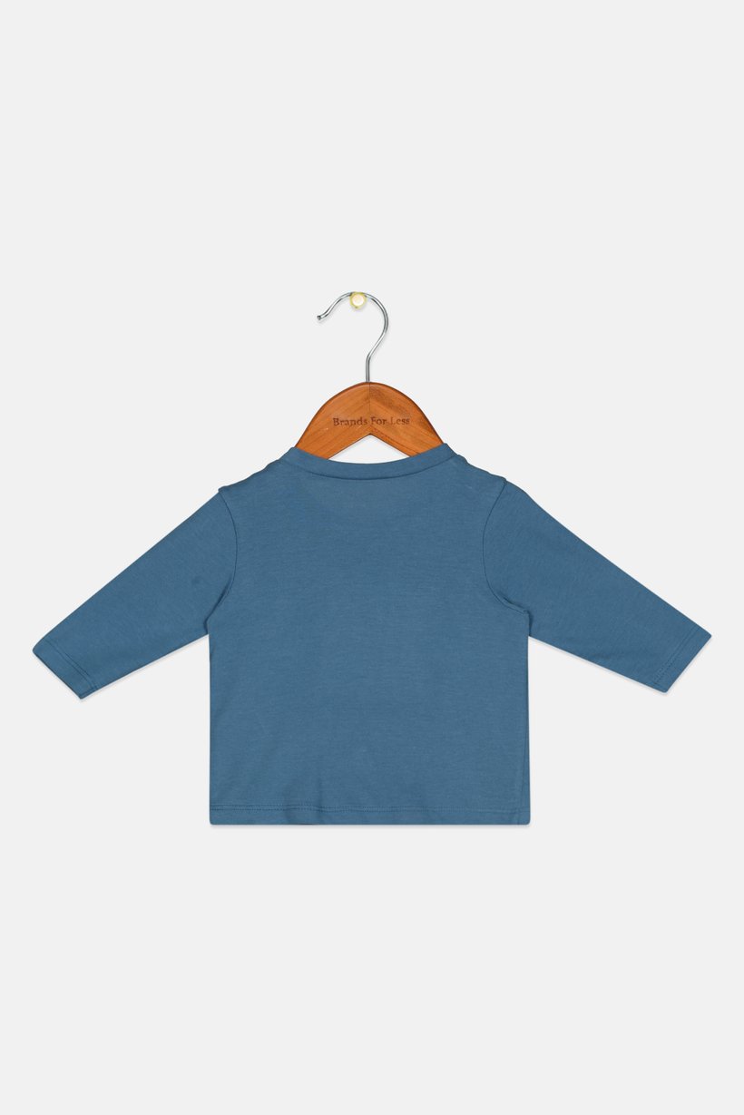 Toddlers Girl Long Sleeve Graphic Print Top, Light Navy