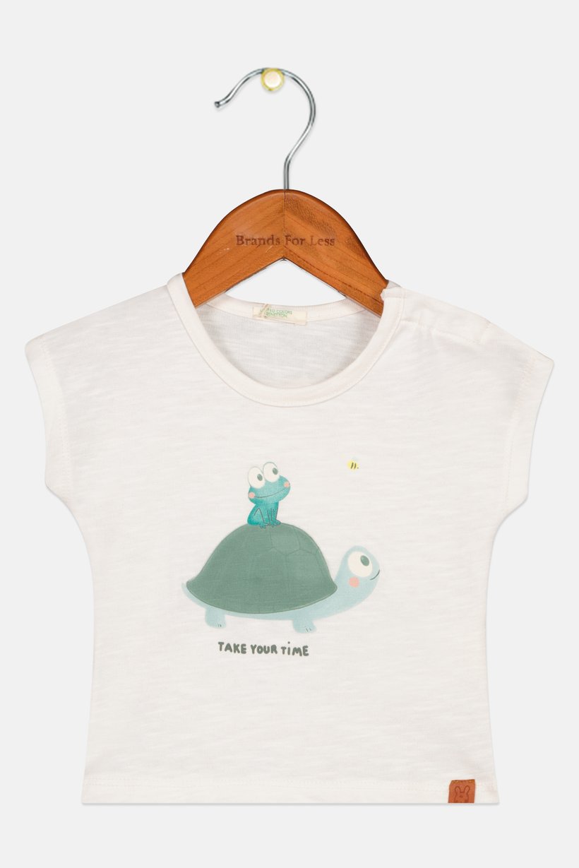 Toddlers Girls Short Sleeve Graphic Print Top, White
