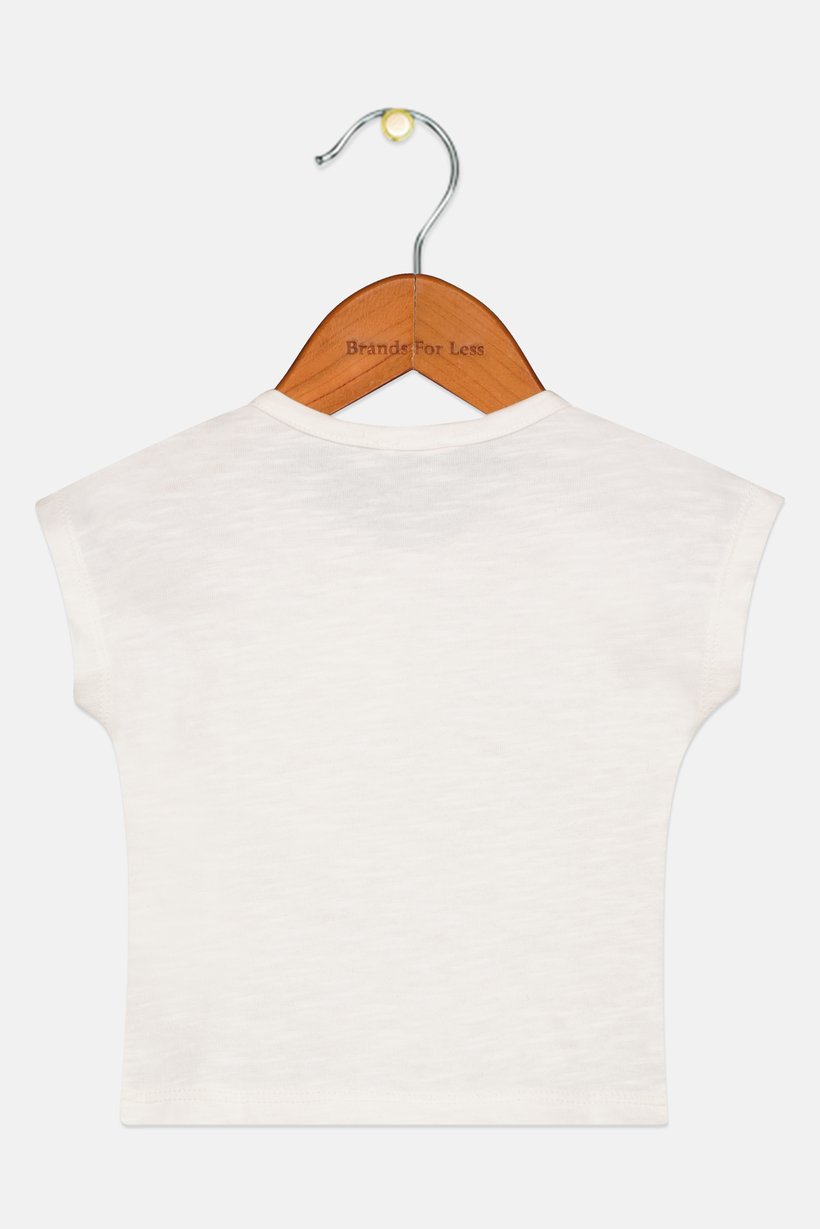Toddlers Girls Short Sleeve Graphic Print Top, White