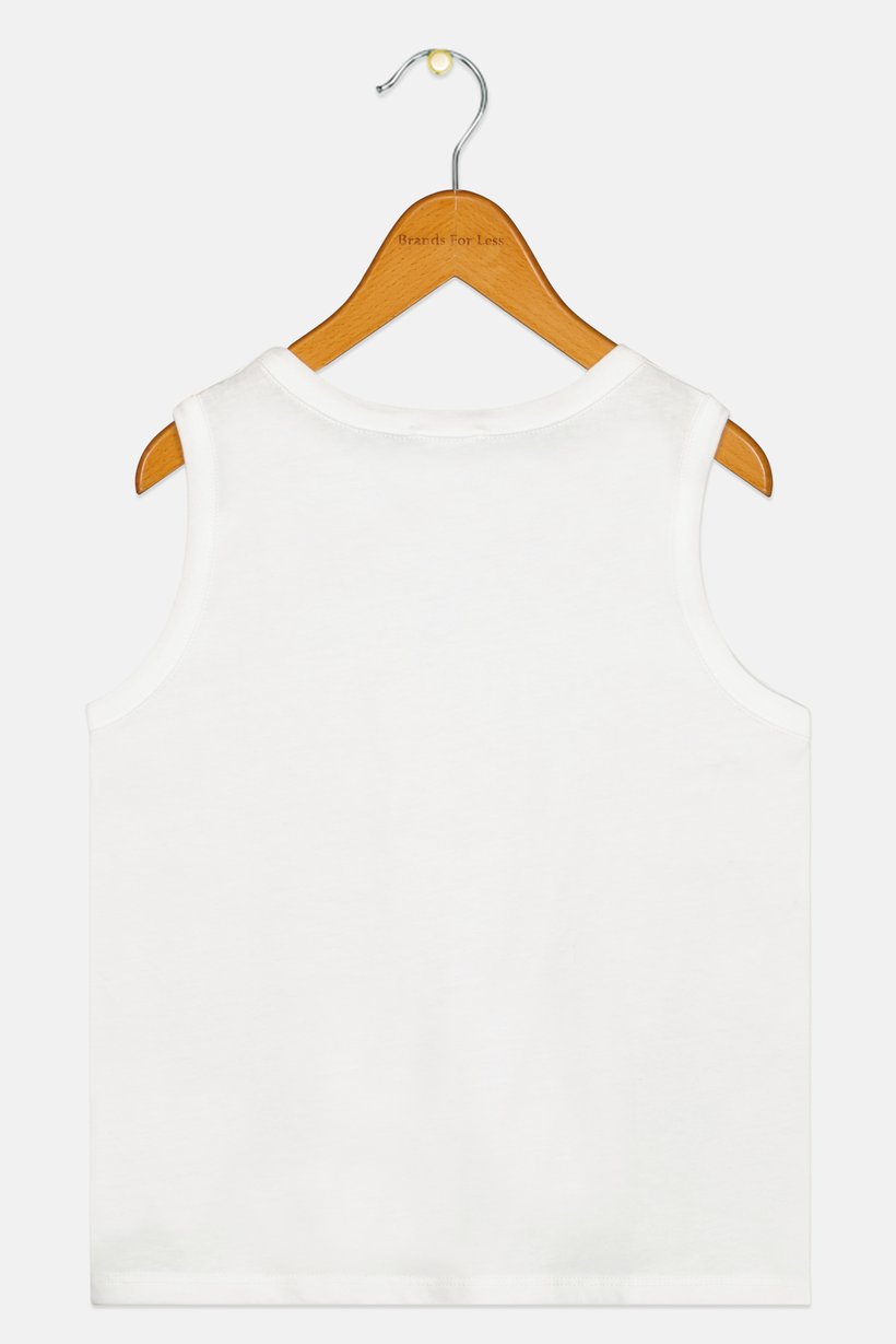 Toddlers Girl Sleeveless Graphic Print Top, White