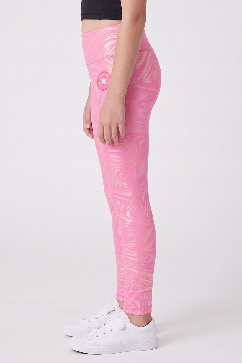 Kids Girl Sportswear Fit Brand Logo Training Leggings, Pink