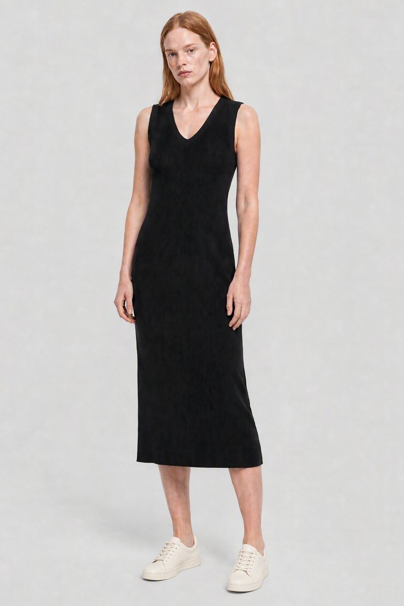 Women Ribbed Bodycon Dress, Black