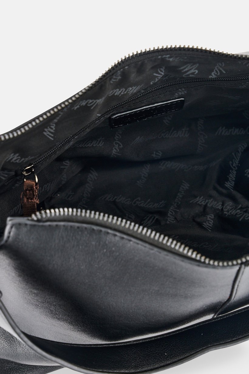 Women Brand Logo Shoulder Bag, Black