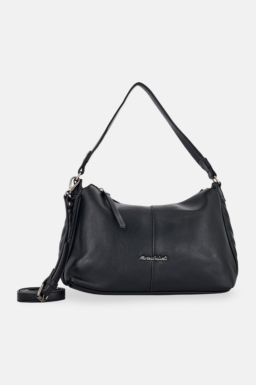 Women Brand Logo Shoulder Bag, Black
