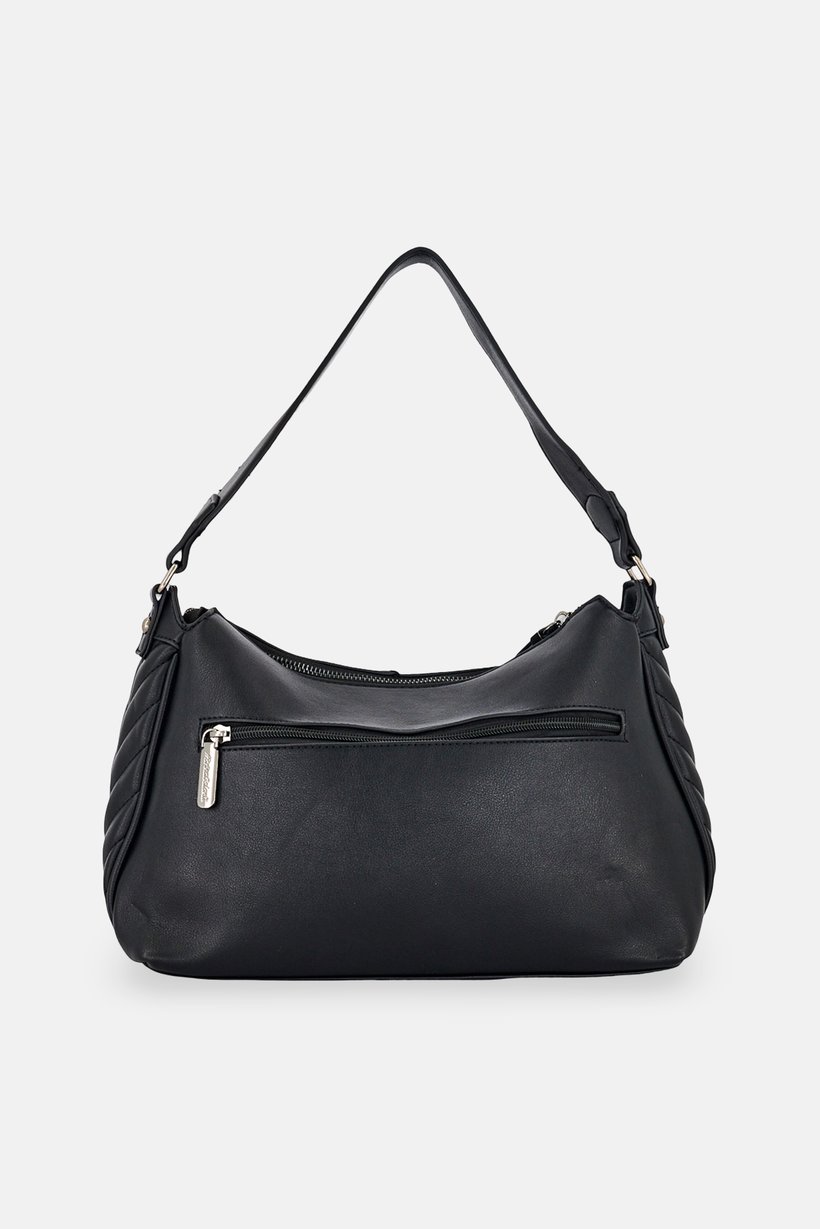 Women Brand Logo Shoulder Bag, Black