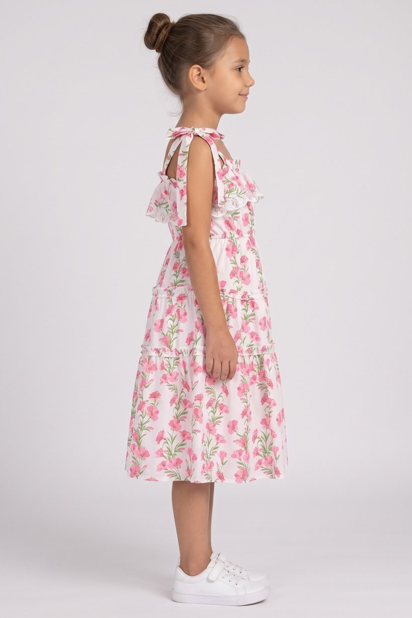 Kids Girl Floral Print Dress, Multicolor