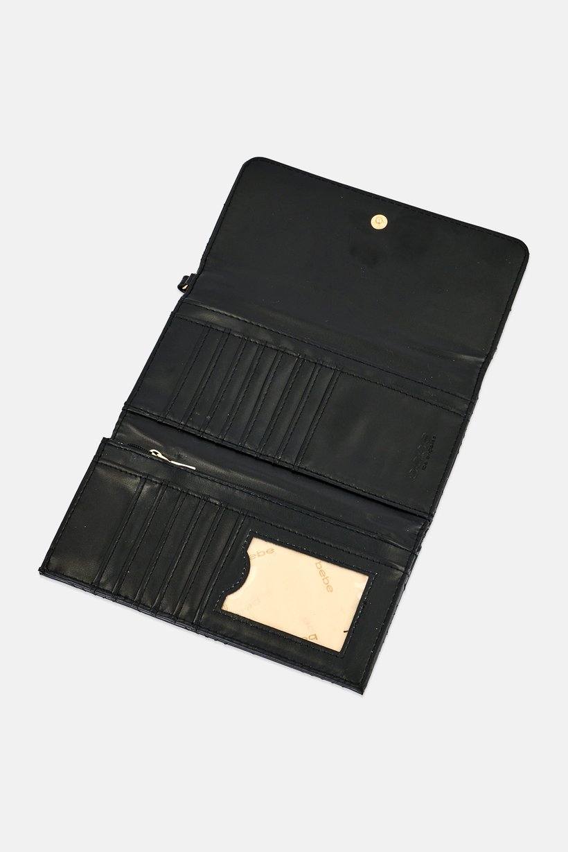 Women Brand Logo Wallet, Black