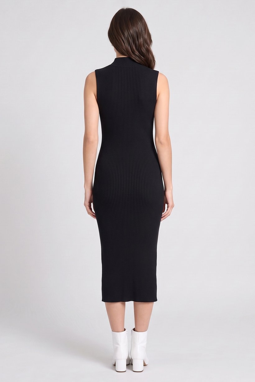 Women Ribbed Bodycon Dress, Black