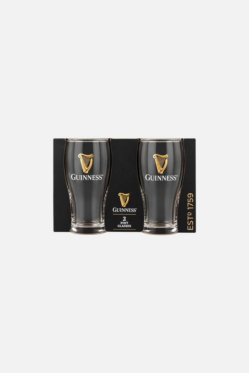 2 Pieces Brand Logo Pint Glasses Set, Transparent