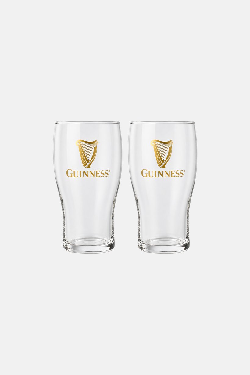 2 Pieces Brand Logo Pint Glasses Set, Transparent