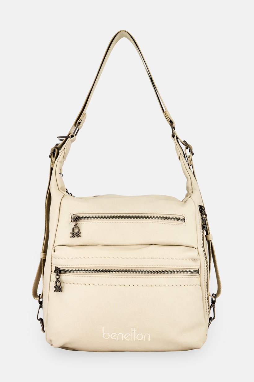 Women Brand Logo Shoulder Bag, Light Grey