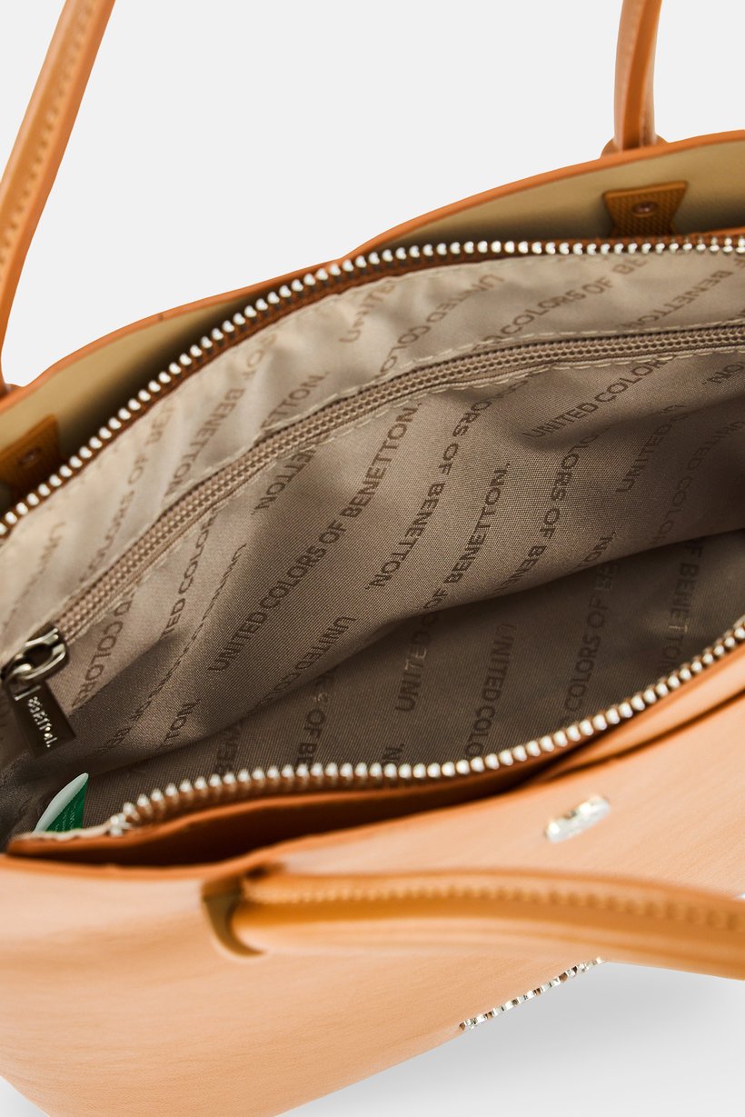 Women Brand Logo Handbag, Camel Brown