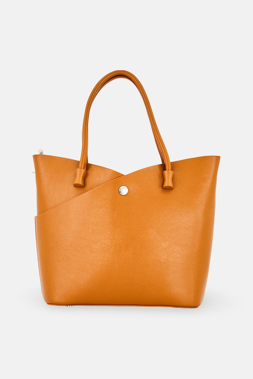 Women Brand Logo Handbag, Camel Brown