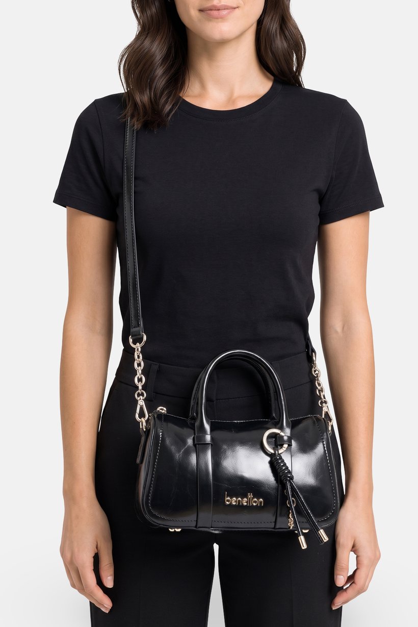 Women Brand Logo Mini Handbag, Black