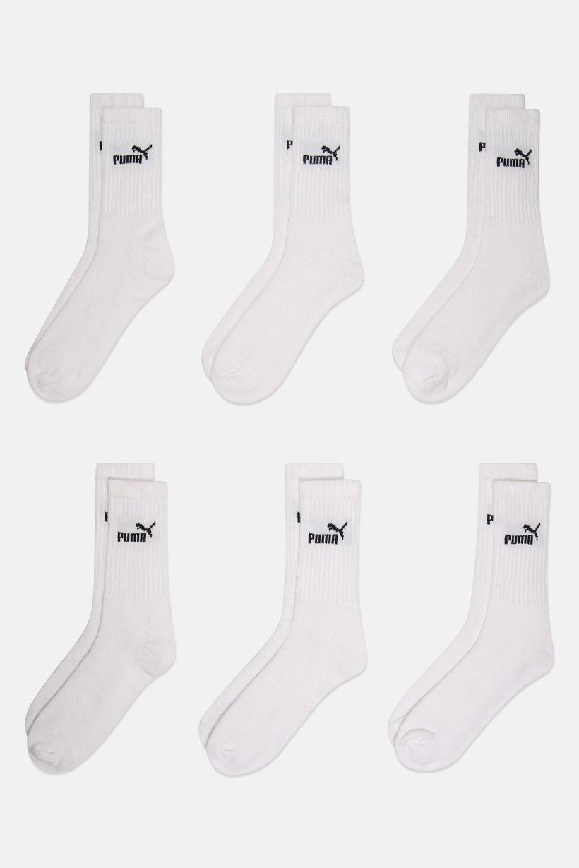 Men 6 Pairs Brand Logo High Socks, White