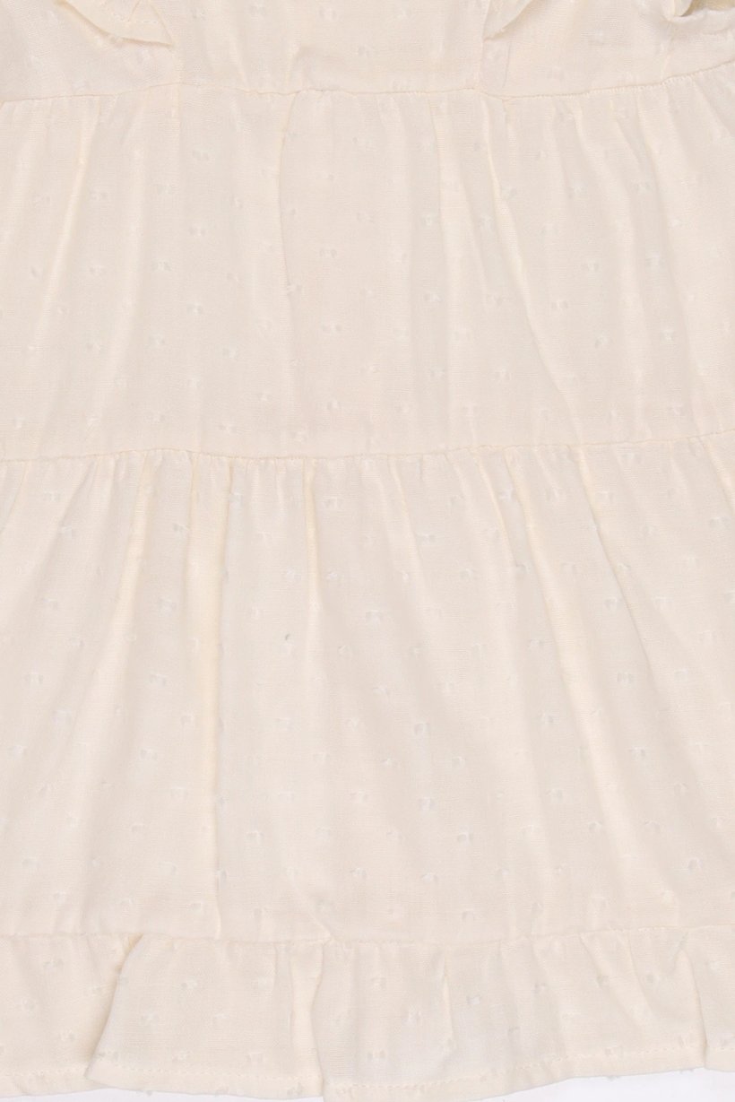 Toddlers Girl 2 Pcs Textured Dress With Headband, Cream