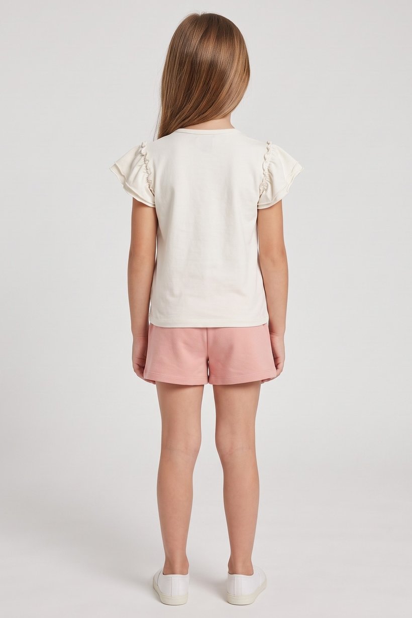 Kids Girl 2 Pieces Graphic Print Top And Shorts Set, Multicolor