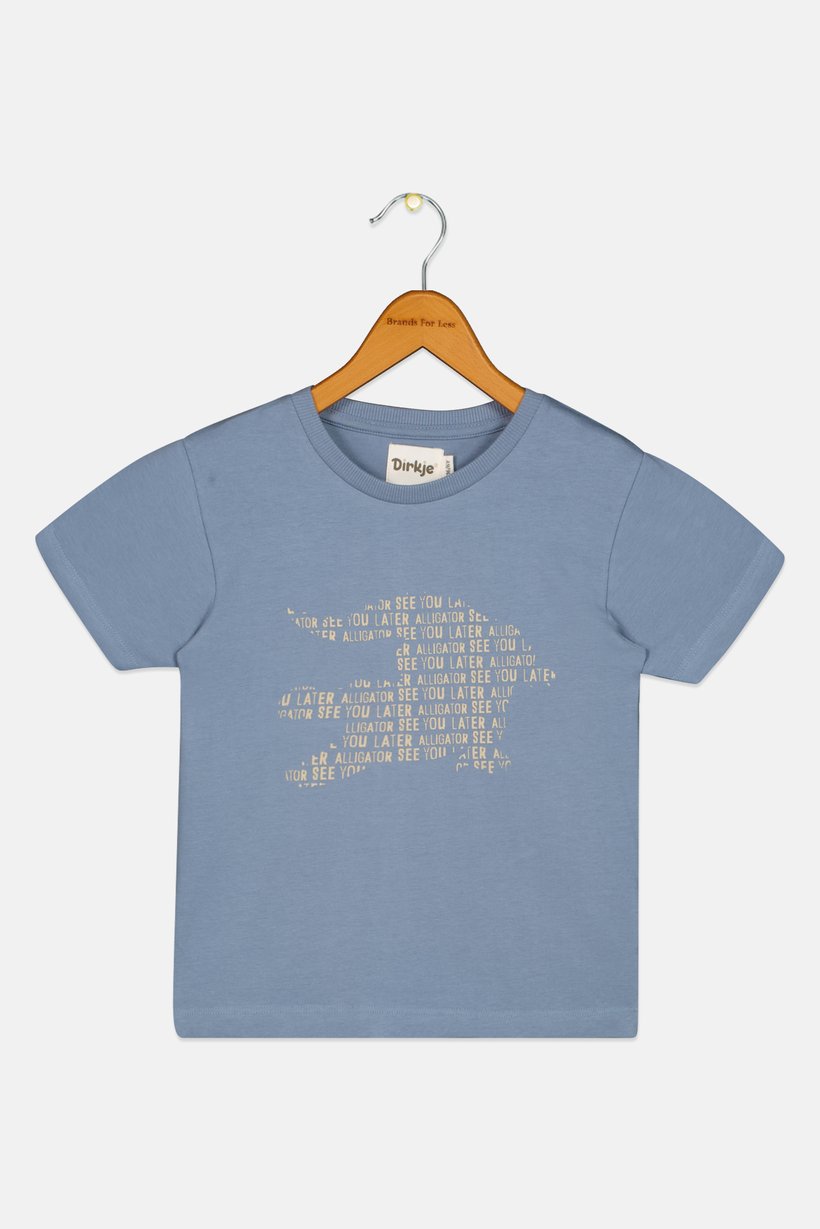 Kids Boy Graphic Print Short Sleeve T-Shirt, Slate Blue