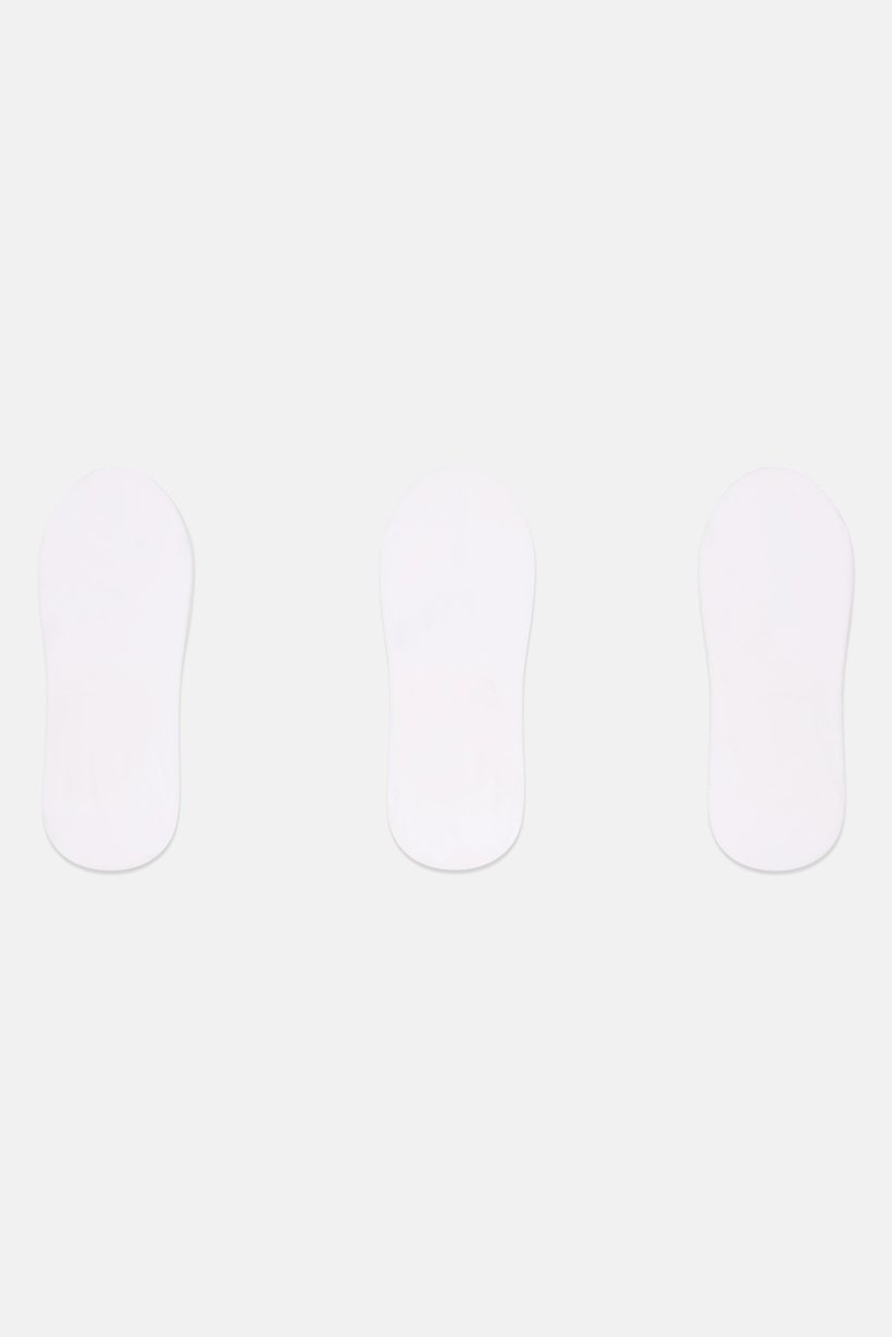 Men 3 Pairs Brand Logo Invisible Socks, White