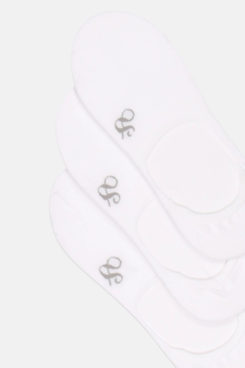 Men 3 Pairs Brand Logo Invisible Socks, White
