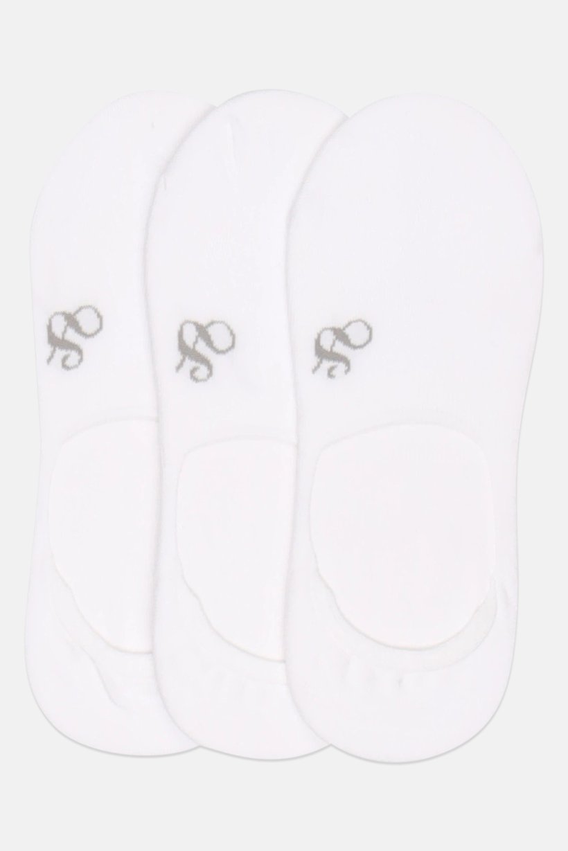 Men 3 Pairs Brand Logo Invisible Socks, White