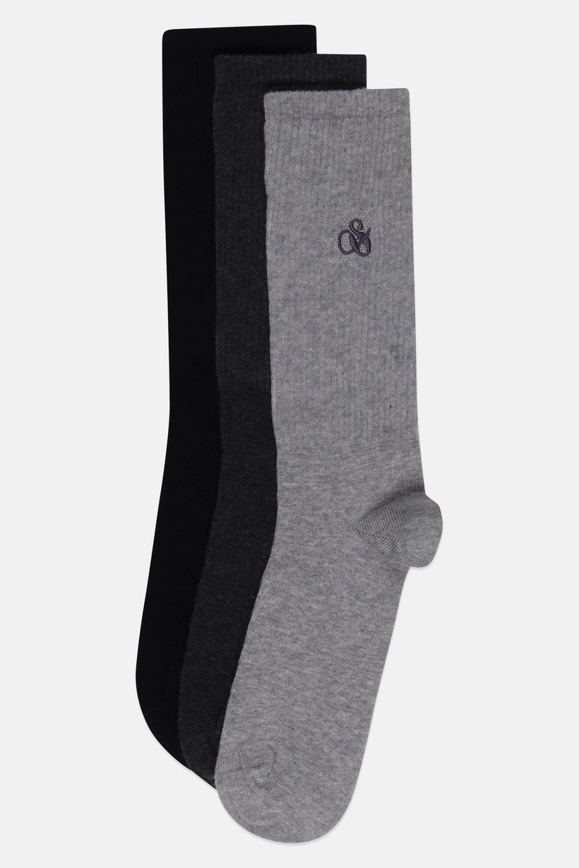 Men 3 Pairs Embroidered Logo Crew Socks, Multicolor