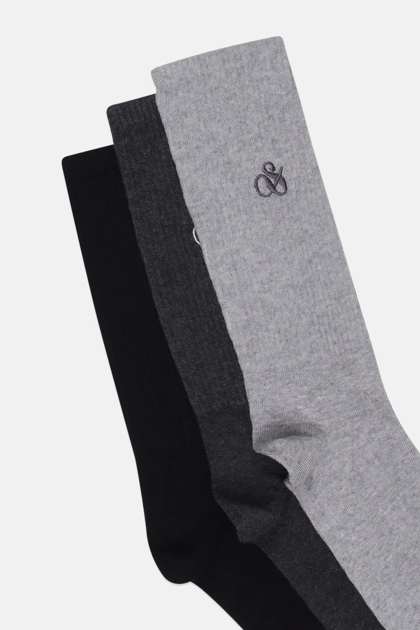 Men 3 Pairs Embroidered Logo Crew Socks, Multicolor