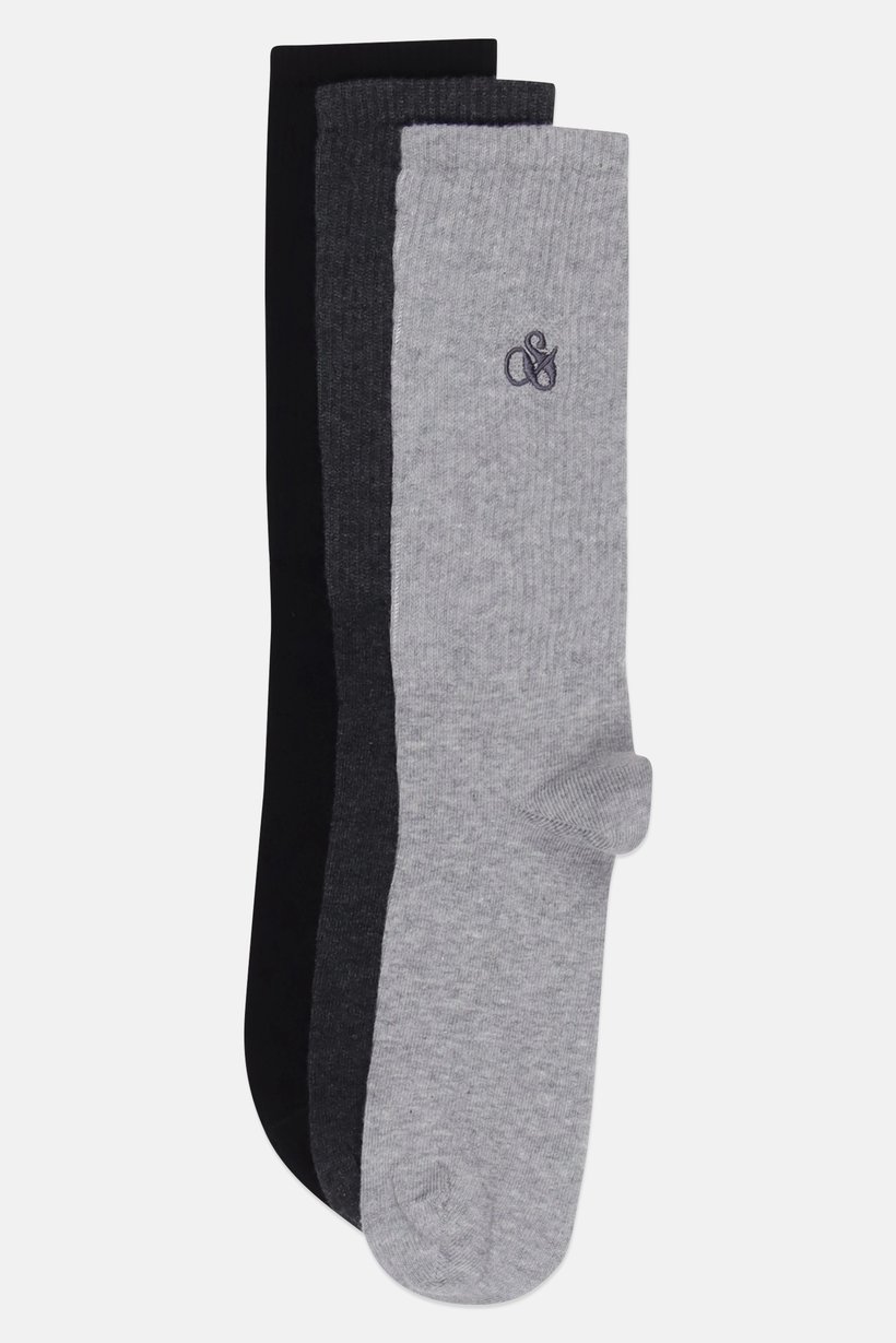 Men 3 Pairs Embroidered Logo Crew Socks, Multicolor