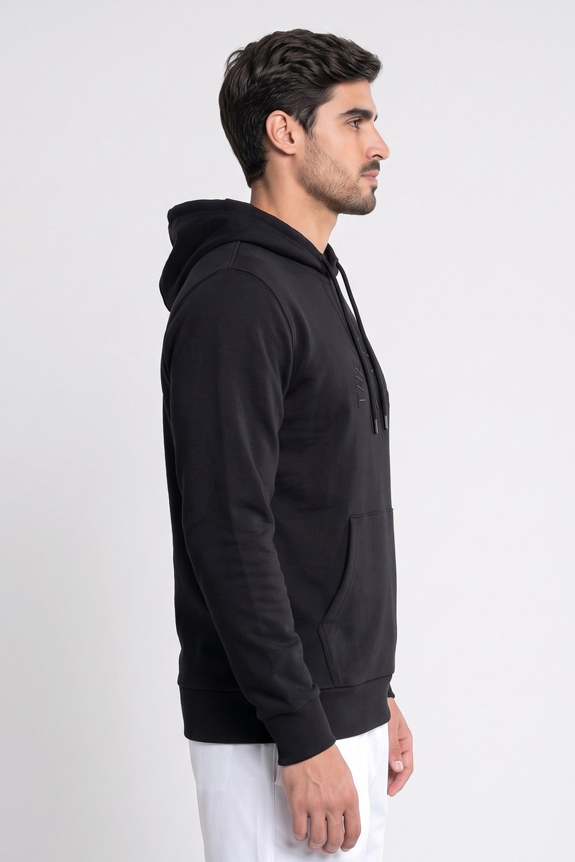 Men Sportwear Fit Long Sleeve Outdoor Hoodie, Black