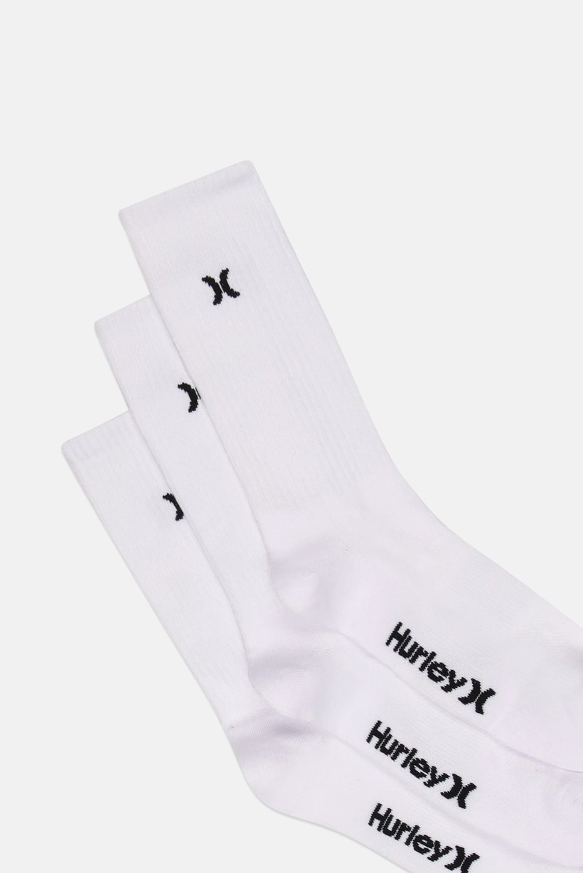 Men 6 Pairs Embroidered Logo Crew Socks, White