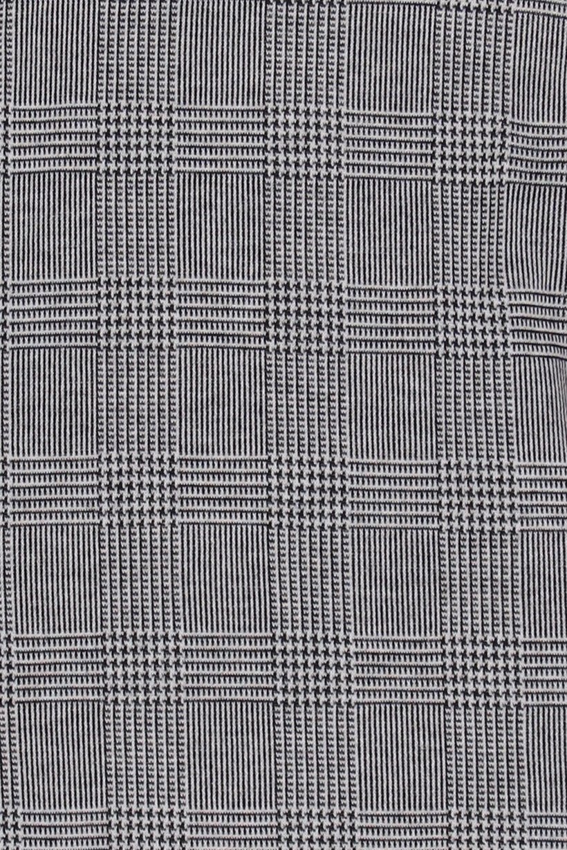 Women Round Neck Plaid Short Sleeve Top, Grey