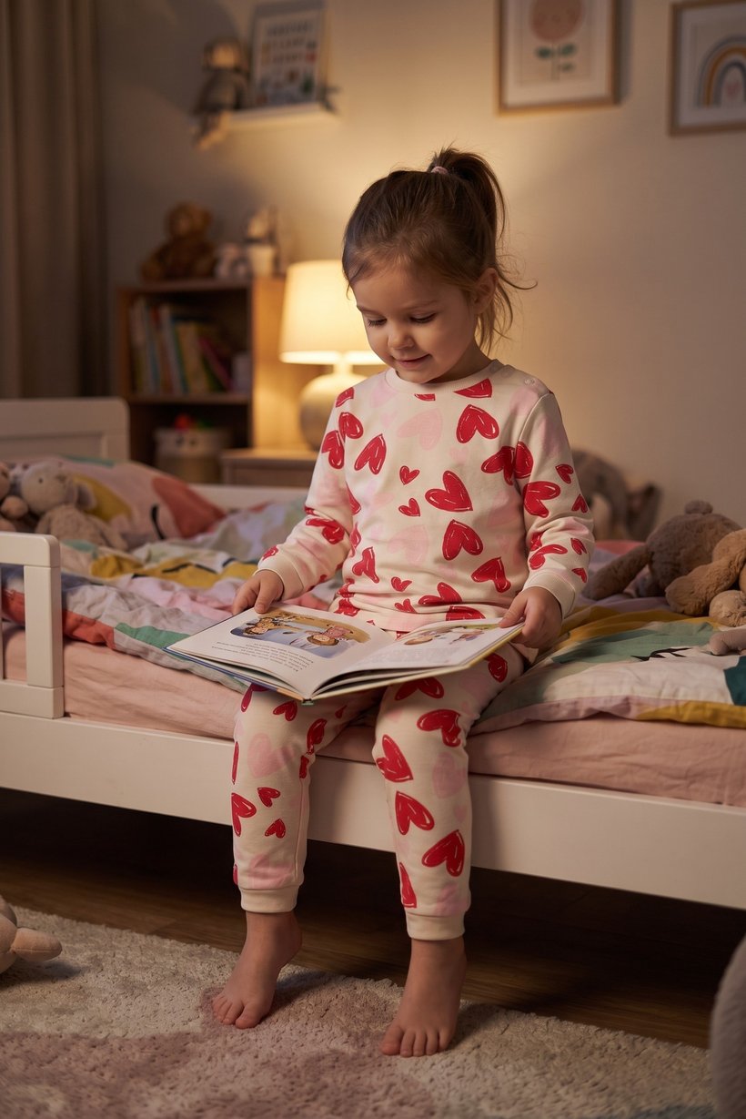 Toddlers Girl 2 Pieces Graphic Print Top And Bottom Pajama Set, Multicolor