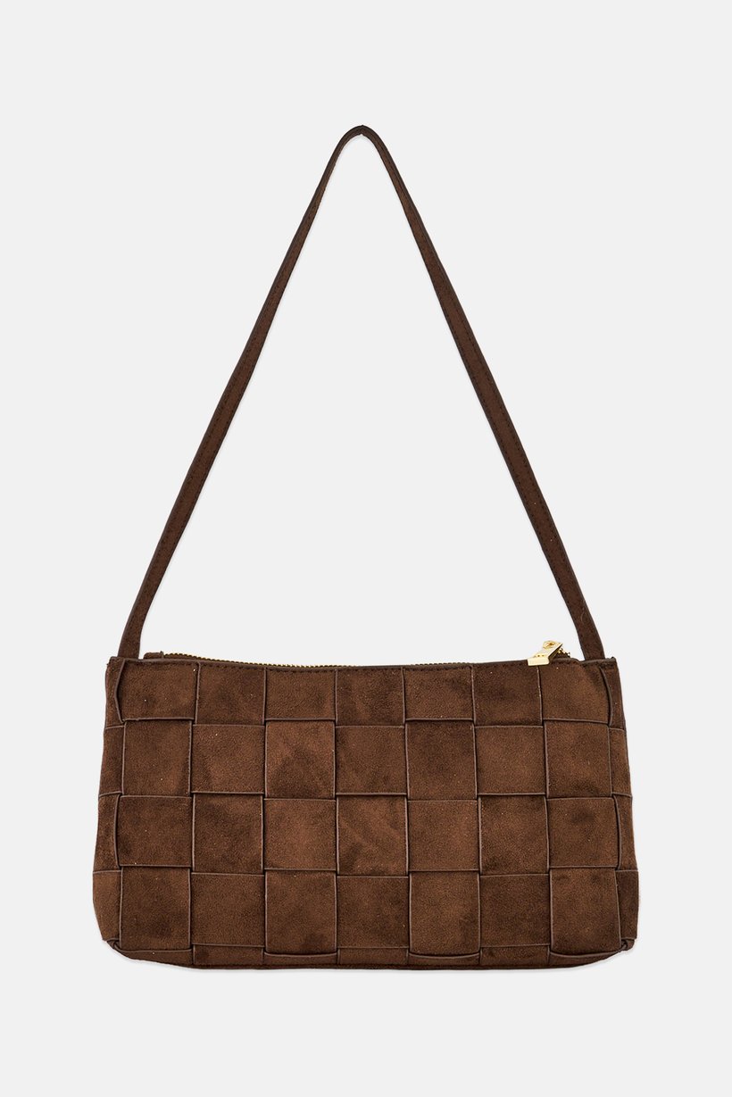 Women Faux Suede Shoulder Bag, Brown