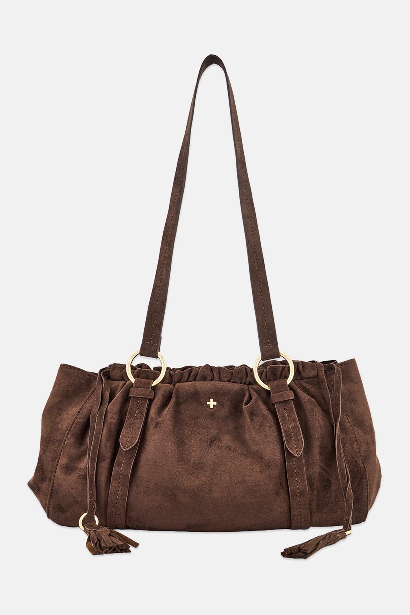 Women Brand Logo Shoulder Bag, Brown