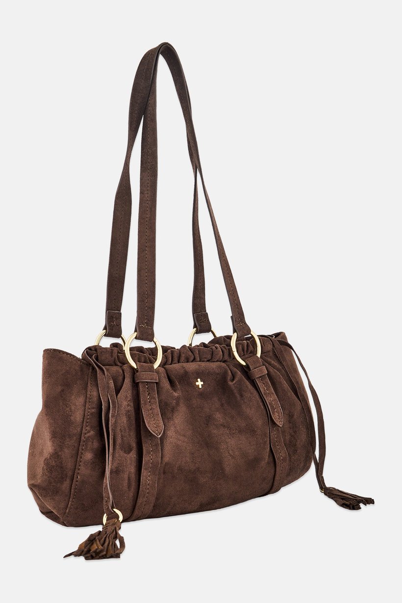 Women Brand Logo Shoulder Bag, Brown