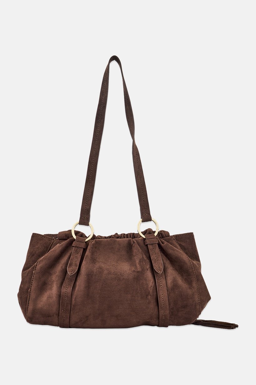 Women Brand Logo Shoulder Bag, Brown
