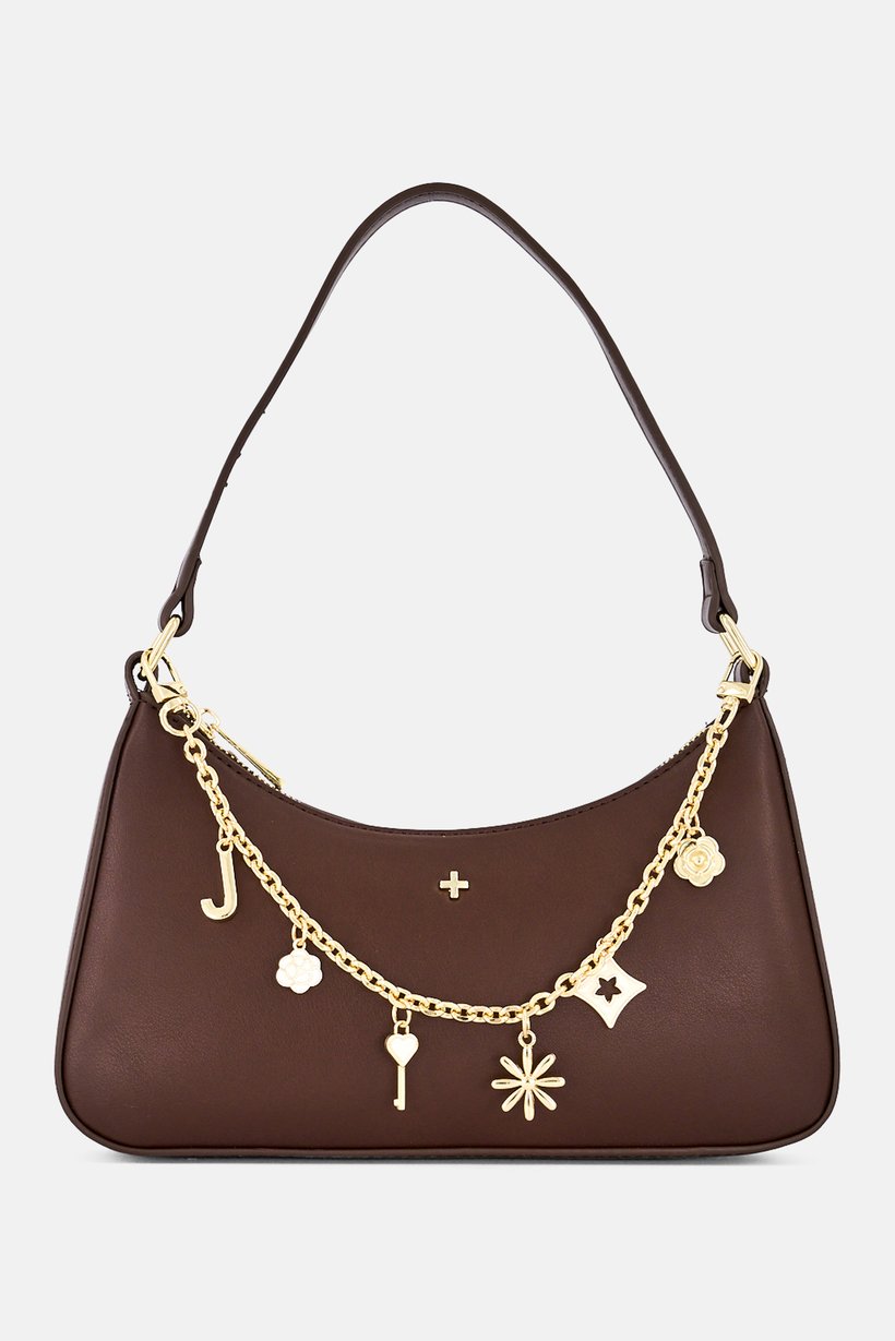 Women Brand Logo Shoulder Bag, Brown