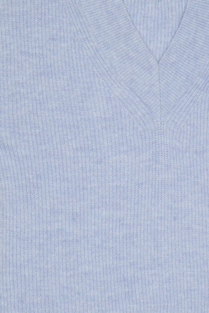 Women V-Neck Knitted Sweater, Blue