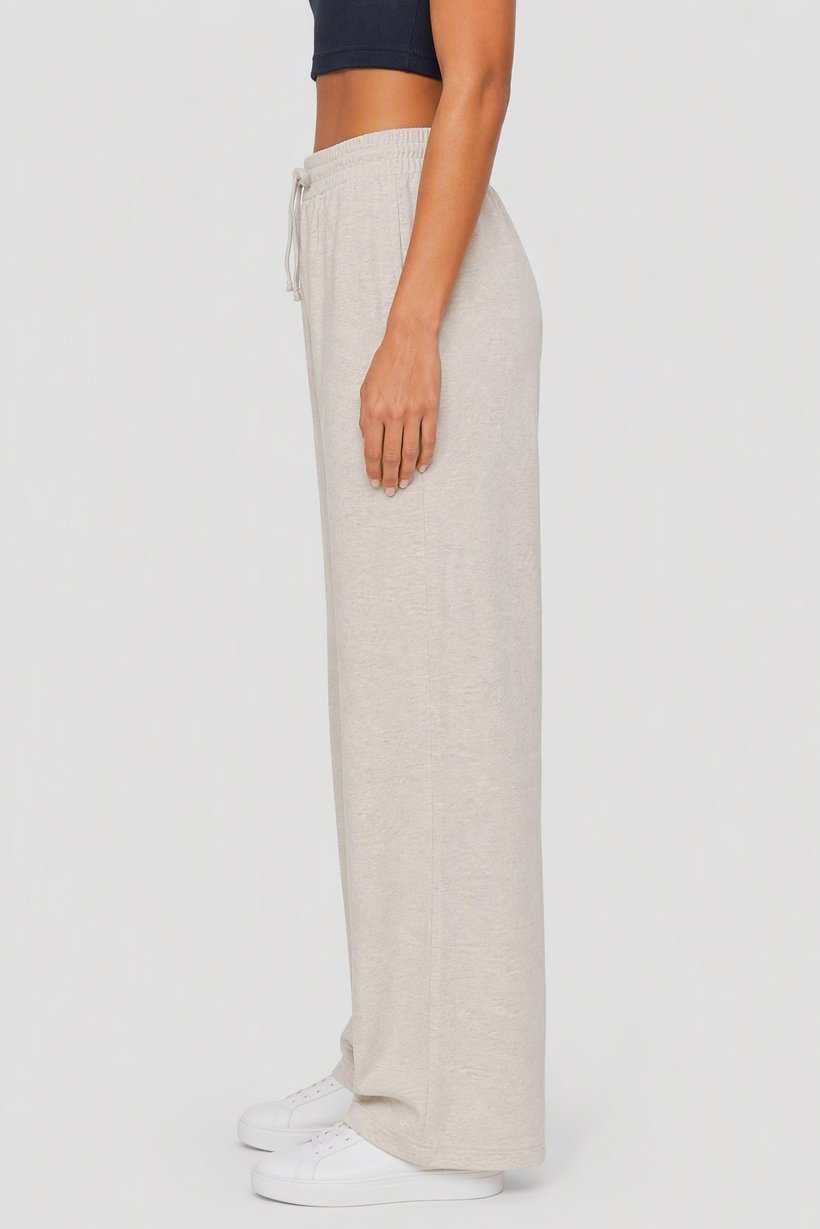 Women Relaxed Fit Heather Straight Leg Pants, Beige