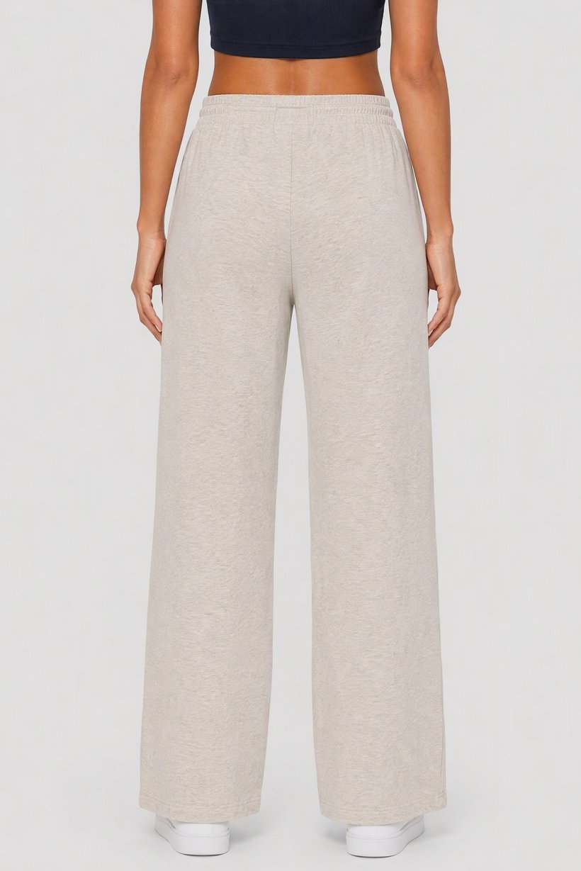 Women Relaxed Fit Heather Straight Leg Pants, Beige