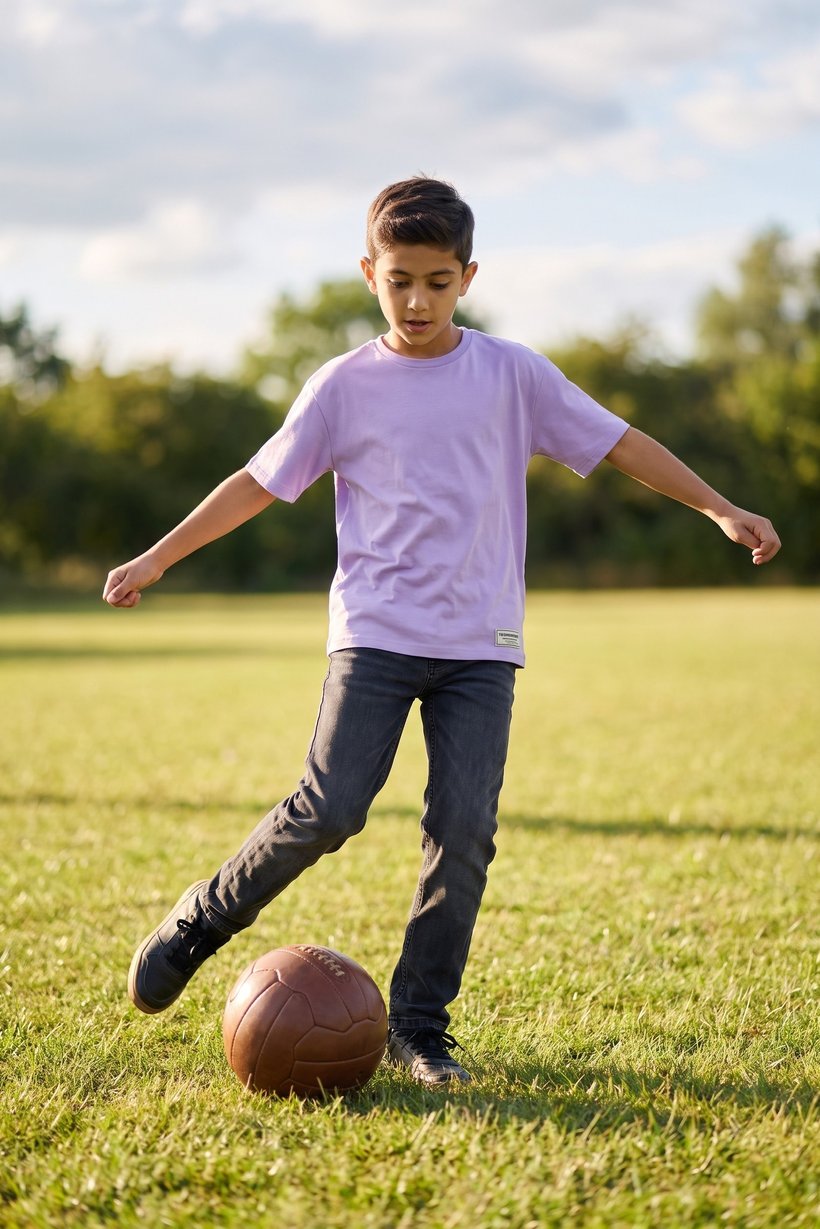 Kids Boy Crew Neck Short Sleeve Brand Logo T-Shirt, Lavender