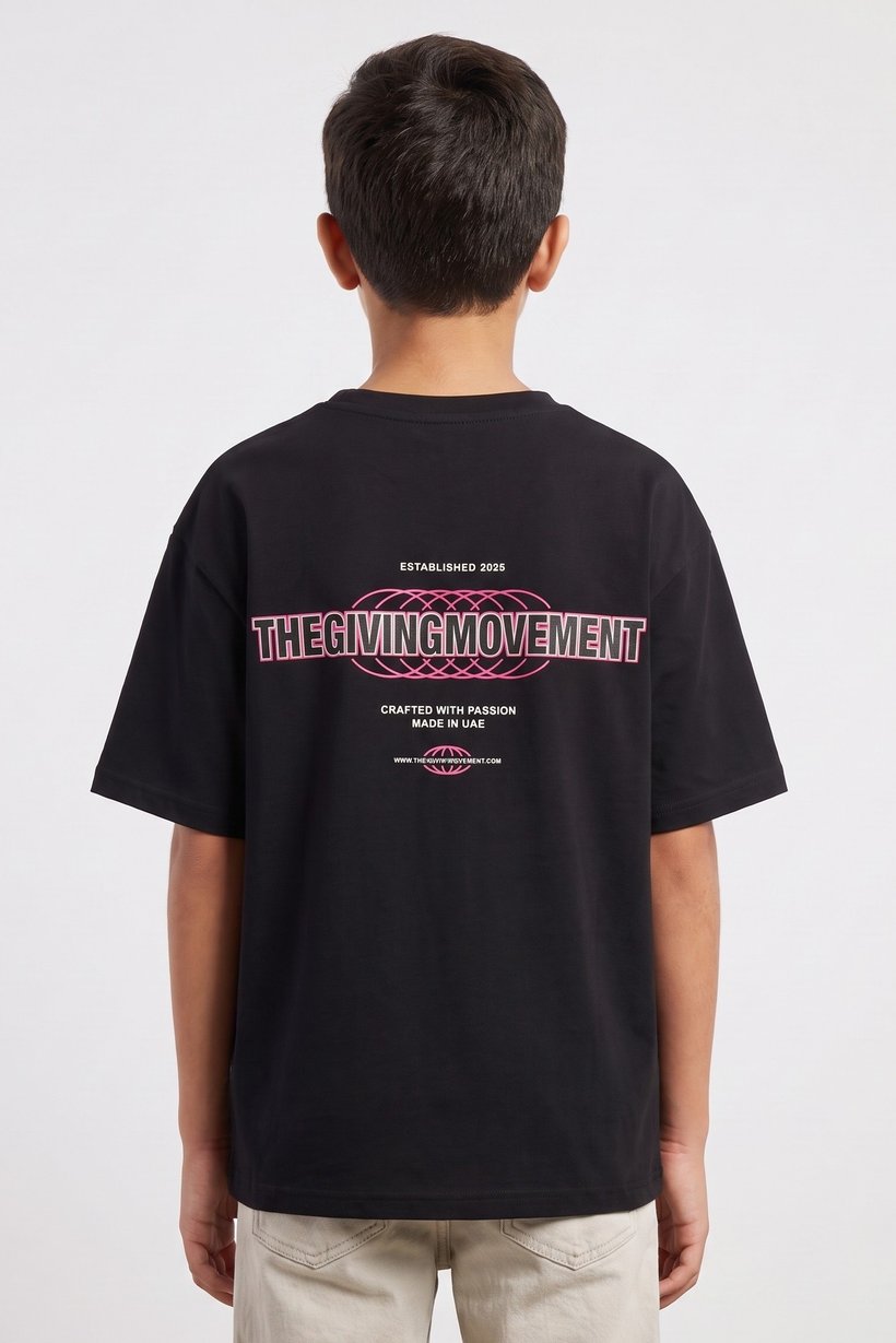 Kids Boy Oversized Brand Logo Short Sleeve T-Shirt, Black