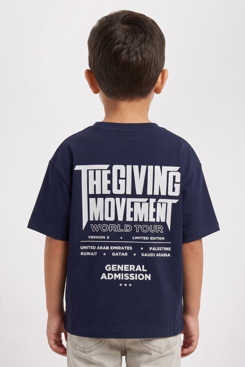 Toddlers Boy Oversized Crew Neck Short Sleeve Brand Logo T-Shirt, Navy