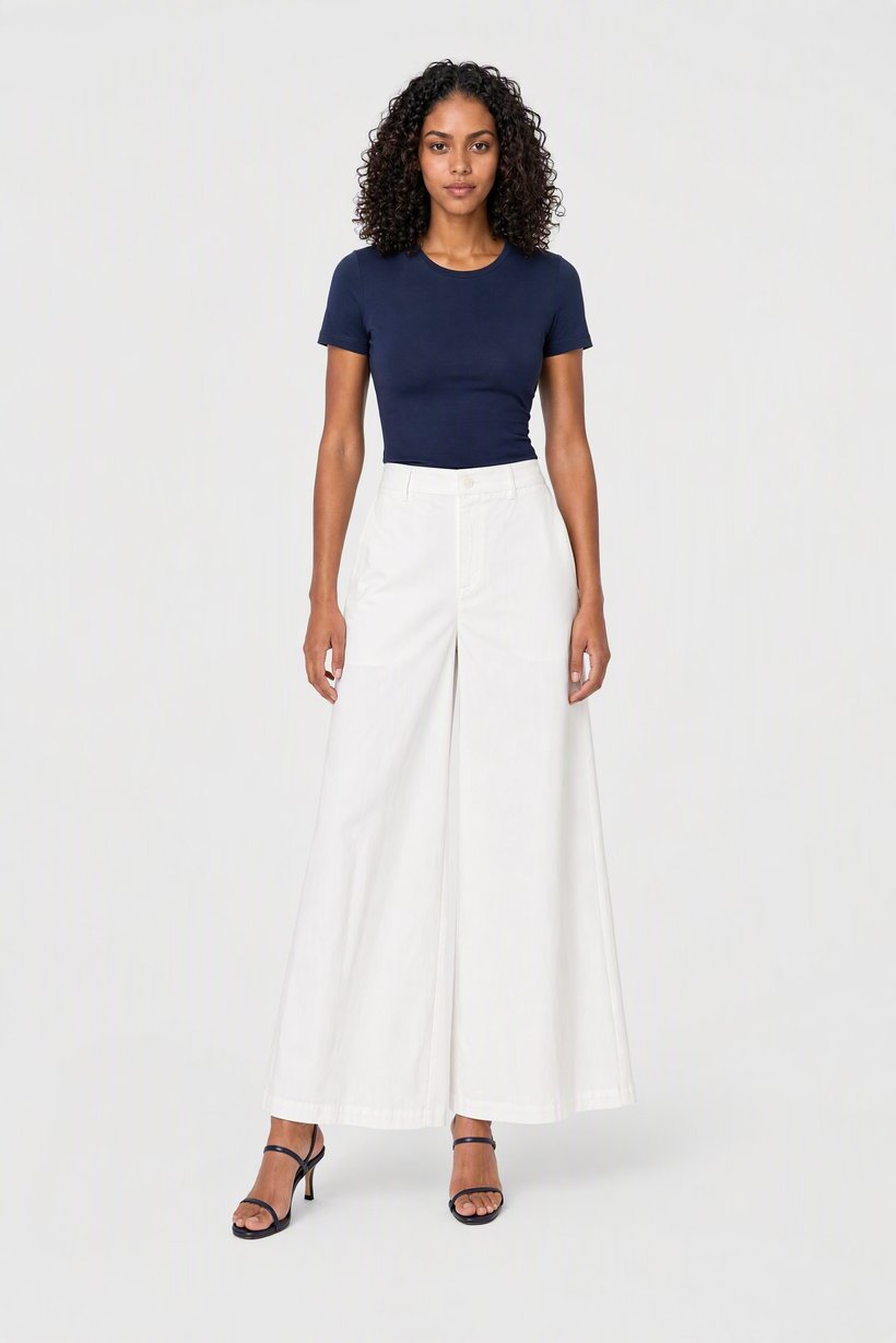 Women Regular Fit Solid Wide Leg Pants, Off White