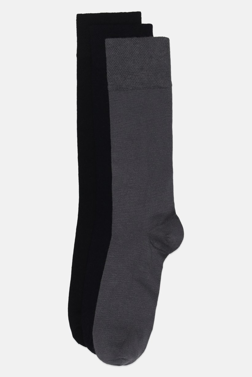 Men 3 Pairs Plain Crew Socks, Multicolor