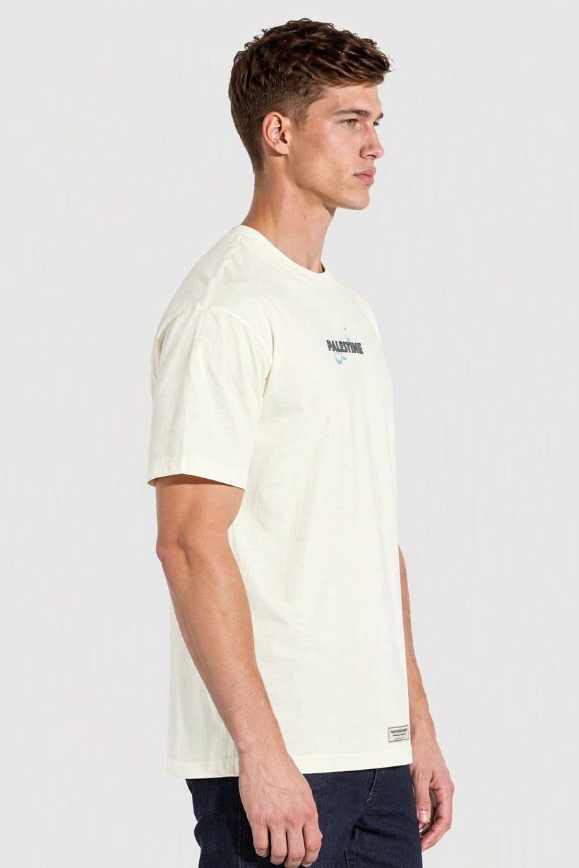 Men Oversized Fit  Short Sleeve Graphic Print T-Shirt, Ivory